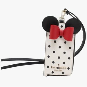 Kate Spade Black and Red Minnie Mouse Polka Dot Lanyard